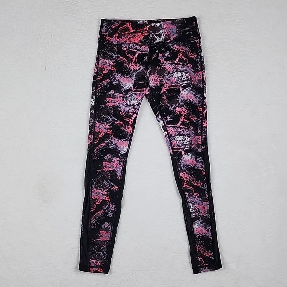 Lululemon Pink & Black Lightning Bloom Leggings
